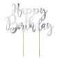 Preview: Cake Topper Happy Birthday Silver