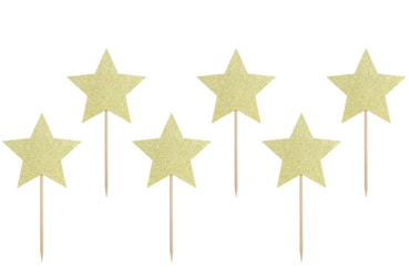 Cupcake Toppers Stars Gold