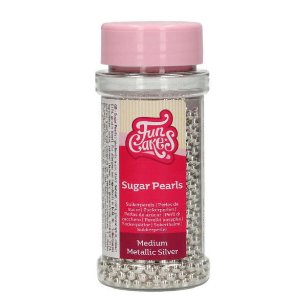 Backzutaten, Backzubehör und Cake Design * Sugar Pearls Metallic Silver Medium
